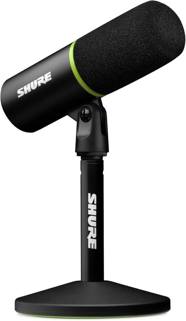 Shure MV6 Gaming Microphone – Dynamic USB Mic for PC Gaming & Streaming with Tap-to-Mute, Noise Cancellation, Desktop Stand & 3.5mm Headphone Monitoring, Black