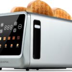 Long Slot Toaster 4 Slice, Touch Screen LED Display, 1.5” Extra Wide Slots for Thick Bread & Bagels, Countdown Timer, Memory Function, Dual Independent Control, 6 Shade Settings, Stainless Steel