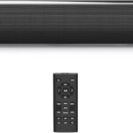 HDMI Sound Bar for TV, Bluetooth Small TV Soundbar Speaker, Optical/HDMI/Aux/Coax/USB/Bluetooth Connection for TV, PC, Projectors, Includes Remote Control, 16 inch