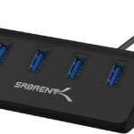 SABRENT 4-Port USB 3.0 Hub – Aluminum Design, Portable Data Hub with 2.5ft Cable for iMac, MacBook, PC – Black (HB-MC3B)