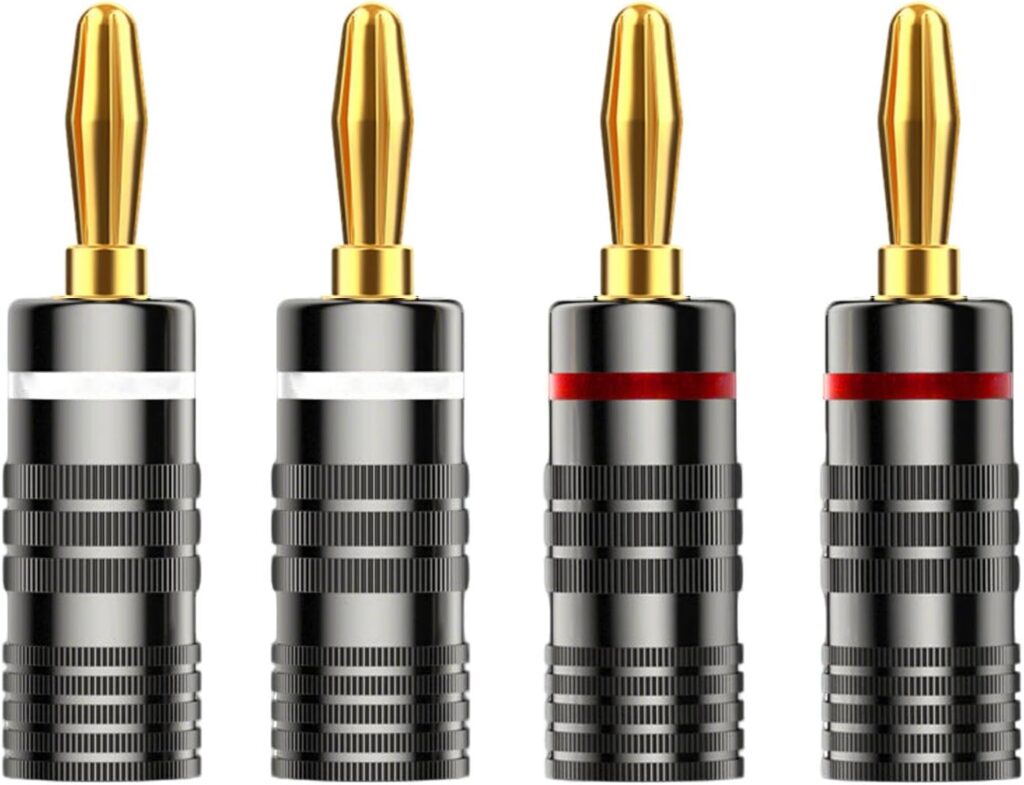 Banana Plugs for Speaker Wire Banana Plugs 6 Pairs /12 Pcs,Banana Plug Connectors with Dual Set Screws,Red and White Aluminum Shell for AMP/Speakers/Onkyo Receivers/Denon AVRs and Home Stereo Systems