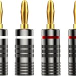 Banana Plugs for Speaker Wire Banana Plugs 6 Pairs /12 Pcs,Banana Plug Connectors with Dual Set Screws,Red and White Aluminum Shell for AMP/Speakers/Onkyo Receivers/Denon AVRs and Home Stereo Systems