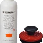 Le Creuset 2-Piece Cleaning Set, Nylon Brush Kitchen Product, 3.25″, Cerise with Enameled Cast Iron 8.45 fl. oz. Cookware Cleaner