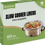 Slow Cooker Liners, 60 Cooking Bags, Large Disposable Pot Liner Plastic Bags for 3QT to 8QT Slow Cookers, 13 in. x 21 in.