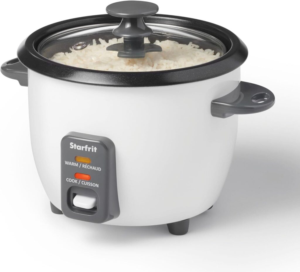 Starfrit Electric Rice Cooker – 6 Cups – Steamer Basket, Measuring Cup & Service Spoon – 300W – Makes Perfect Rice!