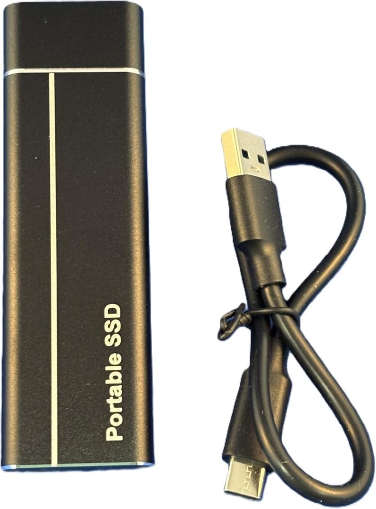 Portable SSD External Hard Drive, Black, M.2, Type-C USB 3.1, 4TB Storage, Compatible with Windows, Black