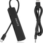 OTG USB Ethernet Adapter Compatible with Roku Express 4K+ 2021 and Fire TV Stick Streaming Media Player – Micro USB to 3-Port USB Hub with LAN & Power Cable