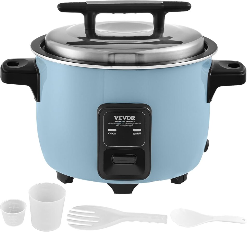 VEVOR Commercial Rice Cooker, 50-Cup Rice Cooker, 10.57 Qt / 10 Liter Large Rice Cooker and Warmer with Nonstick Inner Pot, Fast Cooking and 24-Hour Keep Warm, with Rice Cup and Paddle, for Restaurant