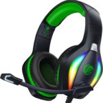 Fachixy FC100 Gaming Headset with Microphone for PS4, PS5, Switch, Xbox, PC, Mac, Gamer Headset with RGB Light, Computer Headphones with Mic