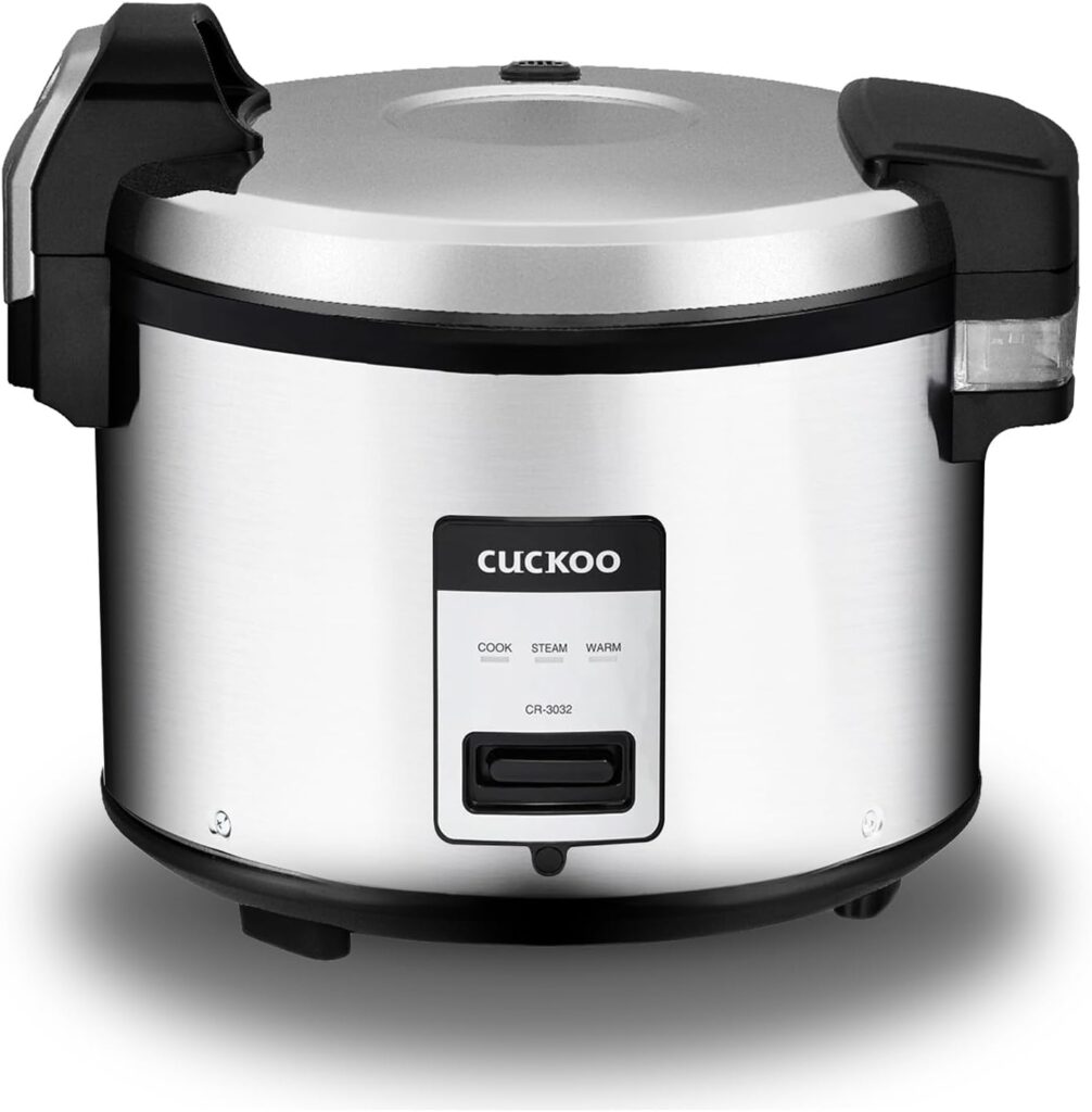 CUCKOO Commercial Rice Cooker & Warmer, Extra Large Rice Cooker 30-Cup Uncooked / 60-Cup Cooked, Professional Industrial Grain Cooker with Large Capacity, Easy One-Touch Operation, Silver (CR-3032)