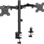 WALI Dual Monitor Stand for 13-27 inch Screens, Dual Monitor Mounts for 2 Monitors, 2 Monitor Desk Mount Holds up to 22 lbs, Height Adjustable Swivel Tilt Rotation, 75×75/100x100mm (M002), Black