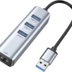 USB 3.0 to Ethernet Adapter,ABLEWE 3-Port USB 3.0 Hub with RJ45 10/100/1000 Gigabit Ethernet Adapter Support Windows 10,8.1,Mac OS, Surface Pro,Linux,Chromebook and More