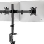 Mount-It! Dual Monitor Arm, Full Motion Desk Mount for 2 Screens up to 32” and 19.8 lbs Each, Tilt Swivel Rotate, VESA 75×75 & 100×100, Adjustable Dual Screen Stand with C-Clamp or Grommet