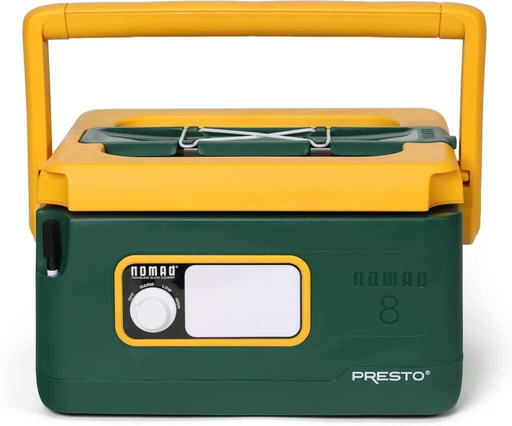 Presto 06019 8-Quart Nomad Traveling Slow Cooker, Locking Lid, Dry Erase Board, Green/Gold