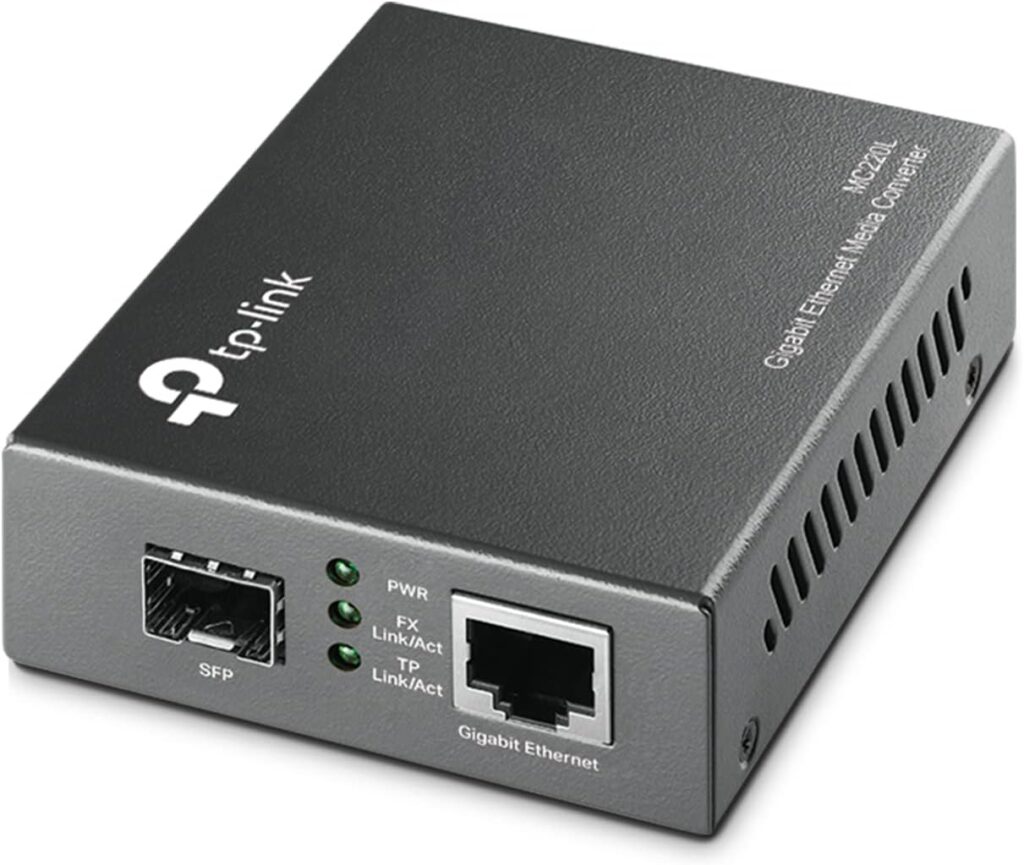 TP-Link MC220L | Gigabit SFP to RJ45 Fiber Media Converter | Fiber to Ethernet Converter | Plug and Play | Durable Metal Casing | Versatile Compatibility | Auto-Negotiation | UL Certified