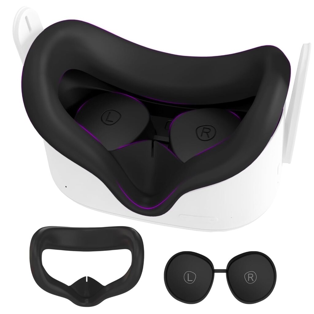 Oculus Quest 2 Face Pad with Lens Covers Protectors Washable VR Silicone Covers for Meta Quest 2 VR Accessories (Silicone Cover Only, Plastic Interface NOT Included)