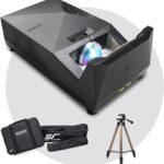 EliteProjector Ultra Short Throw Portable Outdoor Projector for Family Home Backyard Movie Night, Waterproof Projector 1080p, 1500 Lumens, Bluetooth and Built-in Battery, Compatible with iOS TV Stick
