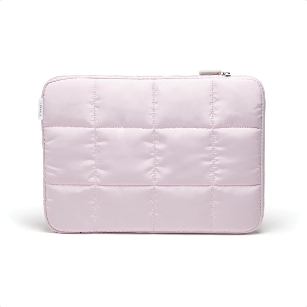 U Brands Nylon Puffer Zipping Medium Laptop Sleeve, 9.75″ x 13″, Computer Accessories, Laptop Bag for MacBook Pro, MacBook Air, Chromebook, HP Computer, Petal Pink