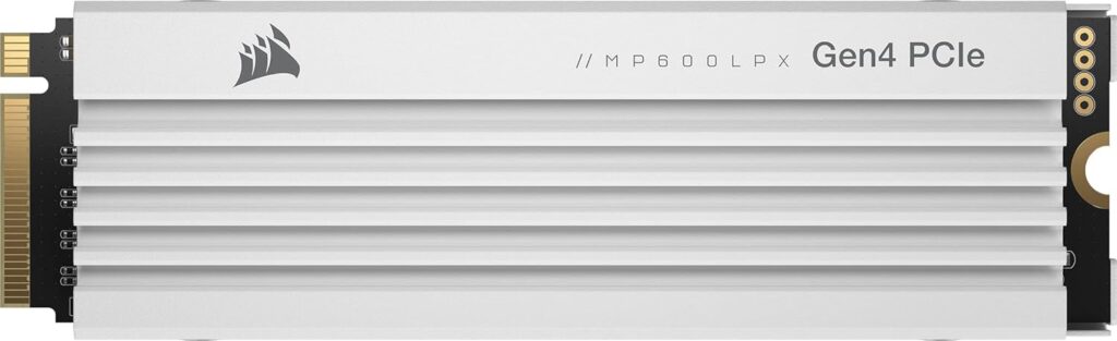 Corsair MP600 PRO LPX 2TB M.2 NVMe PCIe x4 Gen4 SSD – Optimised for PS5 (Up to 7,100MB/sec Sequential Read & 6,800MB/sec Sequential Write Speeds, High-Speed Interface, Compact Form Factor) White