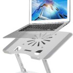 Adjustable Laptop Stand with Cooling Fan, Aluminium Alloy Multi-Angle Computer Holder for Desk, Portable Notebook Metal Mount Compatible with MacBook, Air, Pro, Dell, Alienware All Laptops 11″-17.3″