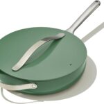 Caraway Nonstick Ceramic Sauté Pan with Lid (4.5 qt, 11.8″) – Non Toxic, PTFE & PFOA Free – Oven Safe & Compatible with All Stovetops (Gas, Electric & Induction) – Sage