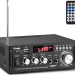 Facmogu 298A Max 300Wx2 Wireless Bluetooth 5.0 Stereo Audio Amplifier, RMS 40Wx2 Power Amp 2 Channel Stereo Receiver for Home Theater Speakers, Bass & Treble Control, USB/SD/RCA/MIC/FM in, Remote