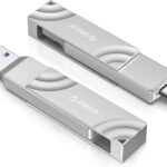 ORICO 2TB External Solid State Drive, 1050MB/s Dual-Port Rotating Metal Portable SSD with 90° Click-Stop, Reliable Storage for iPhone 17, 16 Series, Type-C Smartphone, Mac, Audio, Vehicle – A10