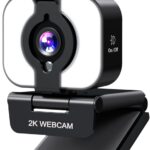 MELCAM 2K Webcam for PC, Web Camera with Microphone, Light, Privacy Cover, Plug and Play Autofocus USB Computer Camera for Laptop, Desktop, PC, Mac, Zoom, Skype, Meeting, Streaming(Black)