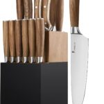 Natura Series 15 PCS Knife Block Set, Ultra Sharp High Carbon Stainless Steel with Wood Handle