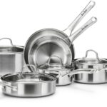 Stainless Steel Cookware Set,Tir-Ply Pots and Pans Set,10 Pcs Stainless Steel Induction Kitchen Cookware Sets,PFOA Free, Frying Pans,Saucepans,Saute Pan & Stock Pot,Compatible with All Cooktops