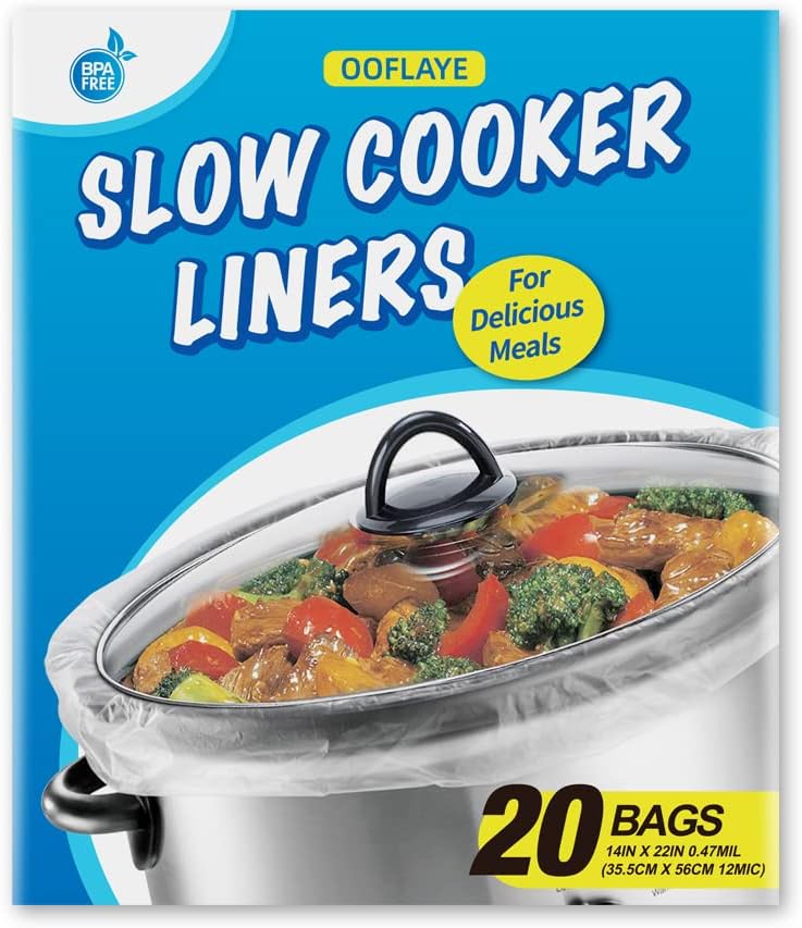 20 Counts Slow Cooker Liners and Cooking Bags, Extra Large Size Fits 6-10QT Pot, 14″x 22″, BPA Free, Suitable for Oval & Round Pot -1 Pack
