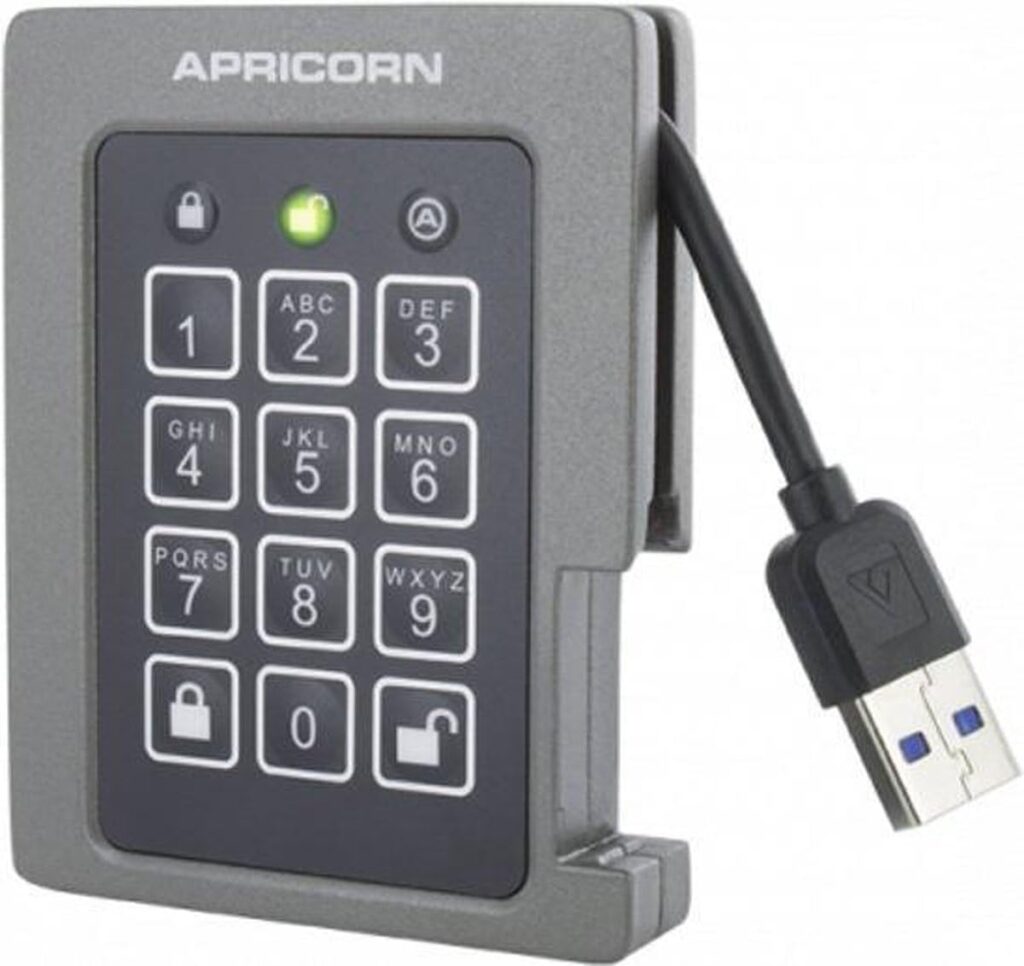 Apricorn 2TB Aegis Padlock SSD 256-Bit, FIPS 140-2 Level 2 Validated Ruggedized USB 3.0 Encrypted External Portable Drive (ASSD-3PL256-2TBF)