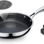 8″ Non Stick Frying Pans, Hybrid Ceramic Stainless Steel Pan, Skillet with Stay-Cool Handle, Non Toxic, PFAS PFOA PTFE Free, Dishwasher & Oven Safe, Induction, Compatible with All Cooktops