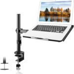 Suptek Single Laptop Notebook Desk Mount with Tray for 13-27 inch Computer Screen, Fully Adjustable Laptop Desk Arm for Notebook up to 17’’, Weight up to 15.6 lbs