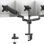 MOUNTUP Triple Monitor Stand Mount – 3 Monitors Desk Mount for Computer Screens Up to 27 inch, Triple Monitor Arm with Gas Spring, Heavy Duty Monitors Stand, Each Arm Holds 4.4-19.8 lbs, Black