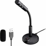 USB Computer Microphone,Plug and Play Desktop PC Laptop Microphone with Mute Button and LED Indicator for Streaming,Podcasting,Recording,Gaming,Skype,YouTube Mic for Mac or Window Black.