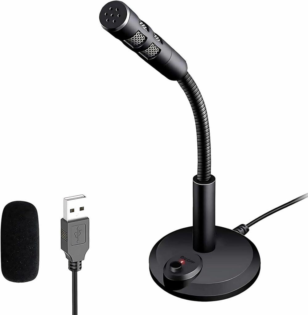 USB Computer Microphone,Plug and Play Desktop PC Laptop Microphone with Mute Button and LED Indicator for Streaming,Podcasting,Recording,Gaming,Skype,YouTube Mic for Mac or Window Black.