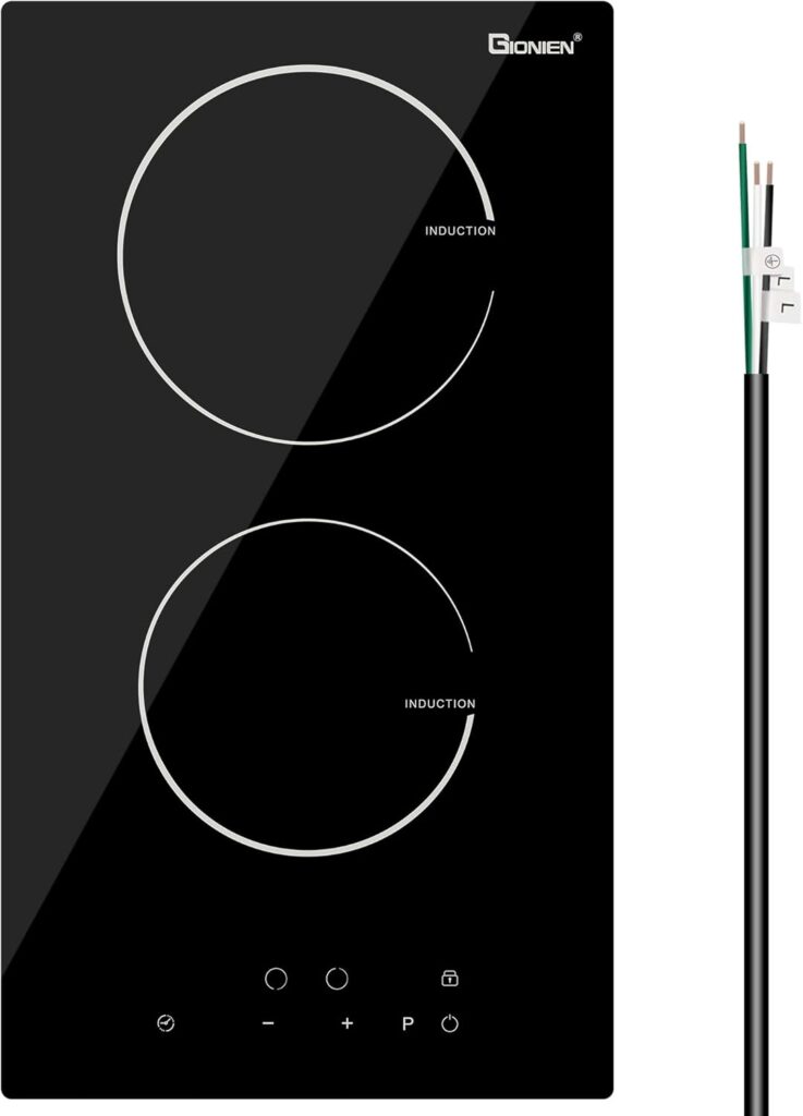 Induction Cooktop 12 Inch, 220V~240V, 2 Burners Electric Cooktop,3500W, 12” Built-in Double Electric Stove Top Countertop Cooker with Hard Wire,No Plug
