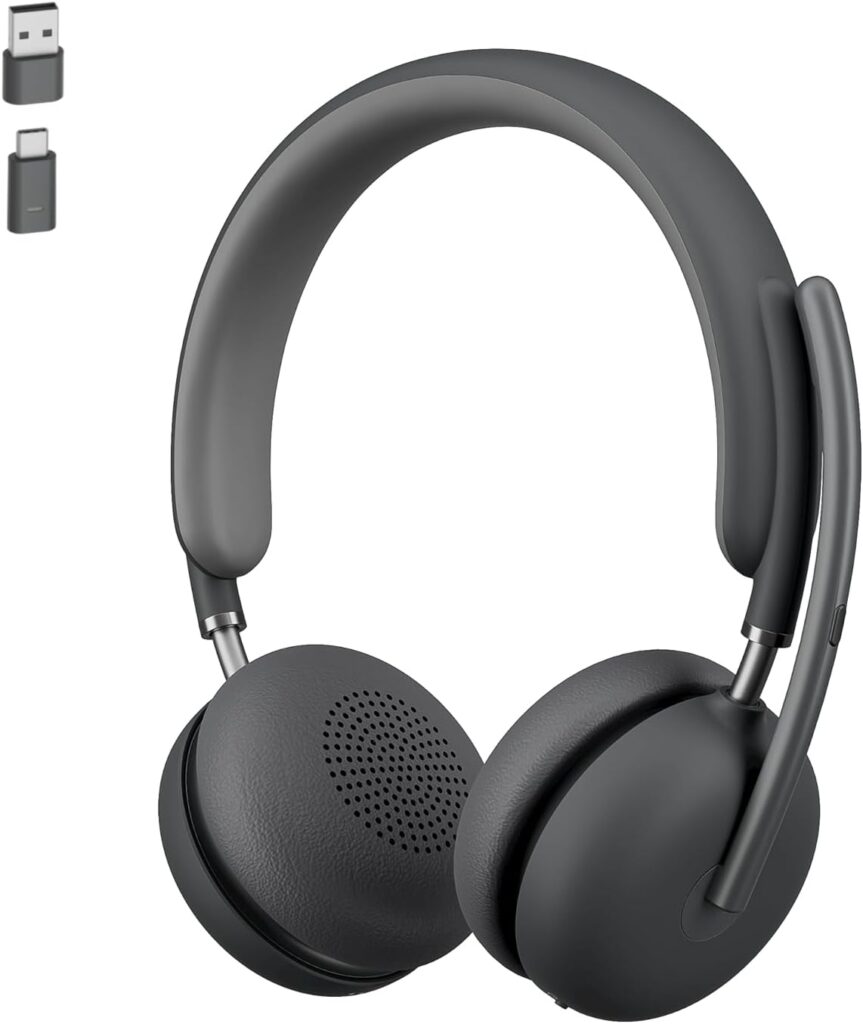 Logitech Zone 950 Premium Noise Canceling Headset with Hybrid ANC, Bluetooth, USB-C, USB-A, Certified for Zoom, Google Meet, Google Voice, and Fast Pair – Graphite