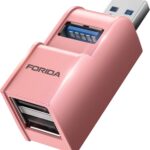 3 Ports USB 3.0 Adapter, USB Hub with 1 USB 3.0 and 2 USB 2.0 Port, Portable USB Port Splitter for Keyborad, Mobile Hard Disk, U Disk, Camera, Mouse,etc (Pink)
