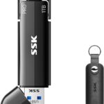 SSK 1TB USB Flash Drive SSD, External TLC NAND Solid State Drive Dual USBC & USBA Ports, Up to 1000MB/s High-Speed Portable 1TB USB Thumb Drive for iPhone 15/16/17 Pro Mac Android PC Backup