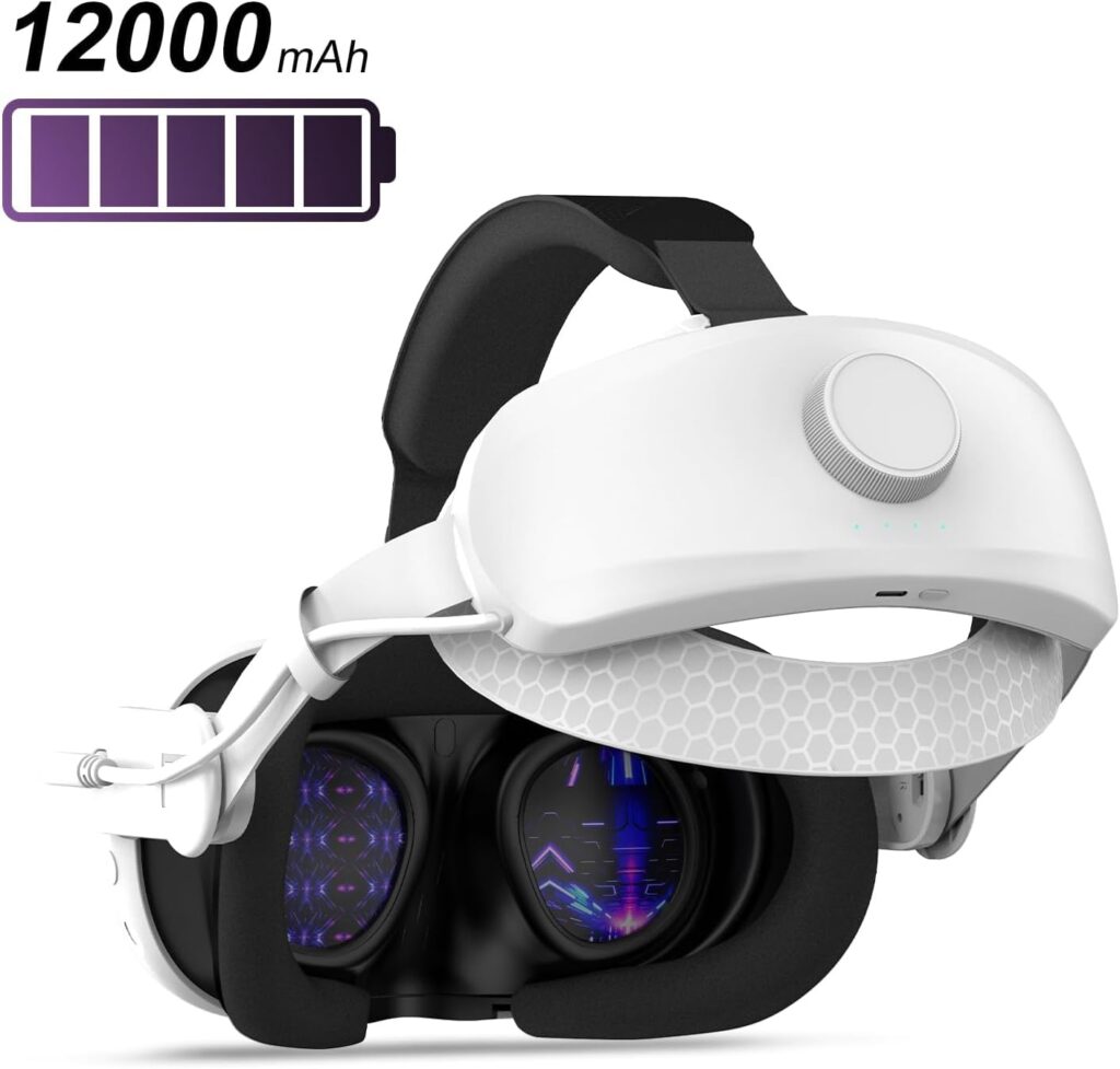 Head Strap with 12000mAh Battery Pack, Compatible with Meta Oculus Quest 3/3S Accessories-Extended 7-9 Hours Entertainment, Comfort/Adjustable Elite Battery Strap, Top Sales Policy VR Headset