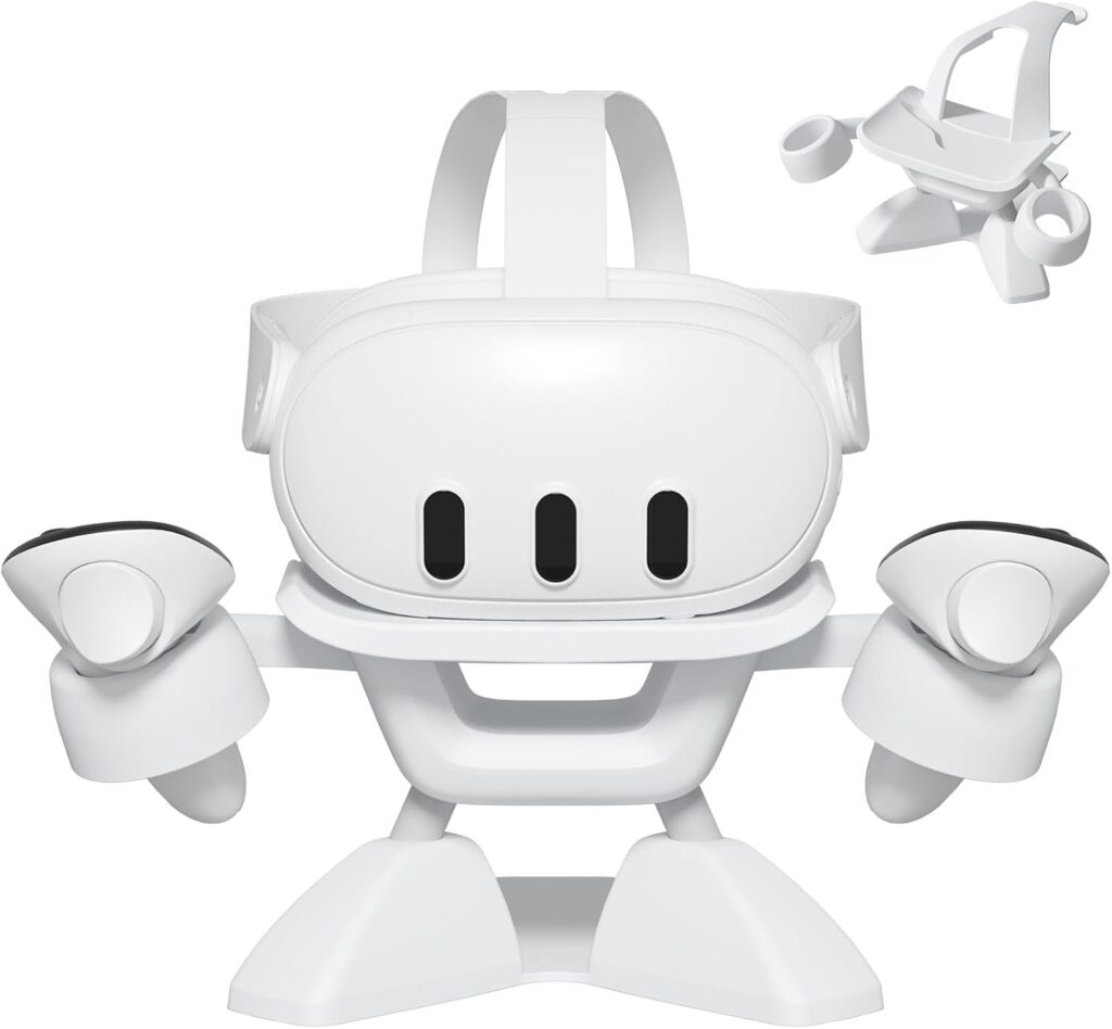 VR Stand, All-in-One Display Holder VR Headset & Controller Stand – Your Complete Desktop Display and Storage Organizer Solution for Oculus Quest 2, Quest 3, Rift S, Valve Index & More