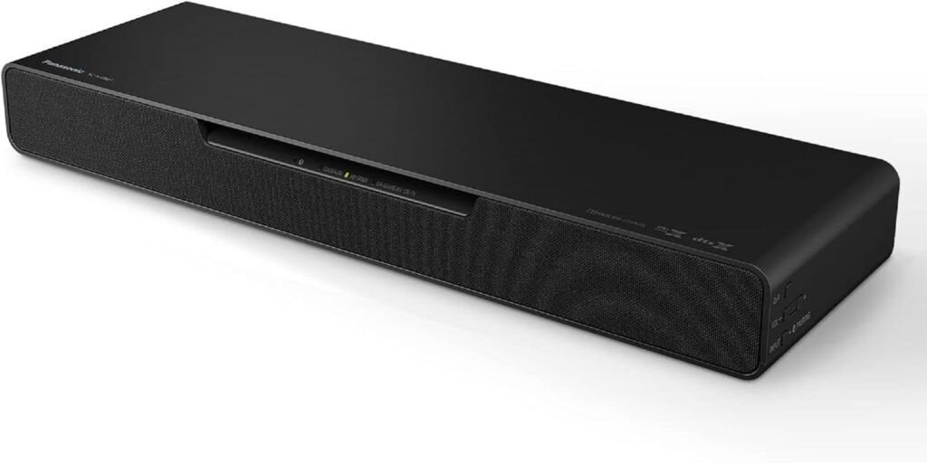 Panasonic SoundSlayer Dolby Atmos Soundbar for TV with Built-in Subwoofer, Small Home Audio Bluetooth-Enabled Speaker with Hi-Res Sound – SC-HTB01 (Black)