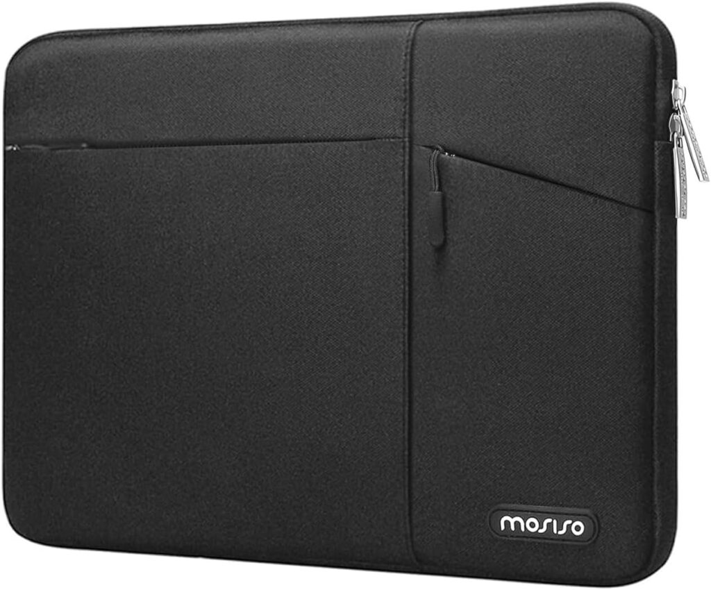 MOSISO Laptop Sleeve Bag Compatible with MacBook Air/Pro, 13-13.3 inch Notebook, Compatible with MacBook Pro 14 inch M4 M3 M2 M1 2025-2021 with Horizontal Vertical&Right Bevel Pockets, Black
