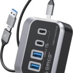 ORICO USB Hub 10Gbps with 2 USB A Ports+2 USB C Ports, USB 3.2 Gen 2 Hub with 3.28Ft USB-C-A/C Cable USB Splitter for iMac, MacBooks, Mac mini