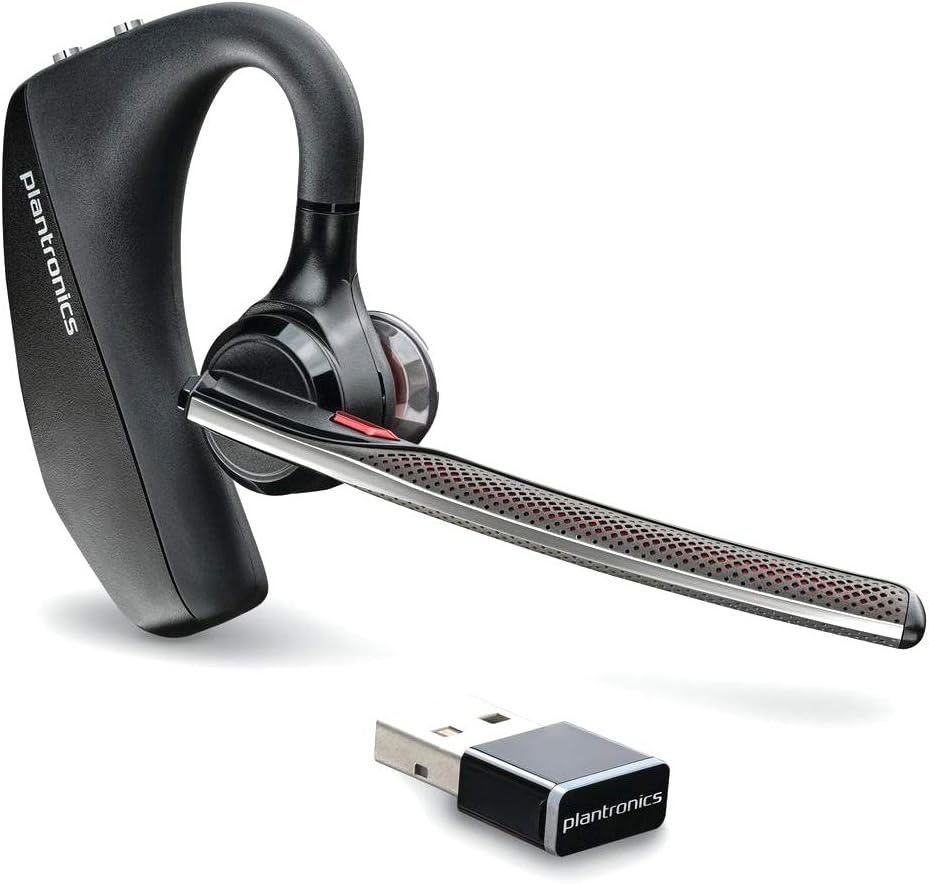 Plantronics – Voyager 5200 UC (Poly) – Bluetooth Single-Ear (Monaural) Headset – USB-A Compatible to connect to your PC and/or Mac – Works with Teams, Zoom & more – Noise Canceling