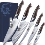 HOSHANHO 5 Pieces Knife Set, Japanese High Carbon Stainless Steel Kitchen Knife Sets, Professional Ultra Sharp Chef Knives Set with Ergonomic Pakkawood Handle