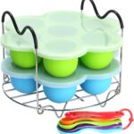 Silicone Egg Bites Molds for Instant Pot Accessories 6 Qt 8 Qt, Including Steamer Rack Trivet with Heat Resistant Handles, 5-Piece Measuring Spoons as Bonus, Sous Vide Egg Poacher