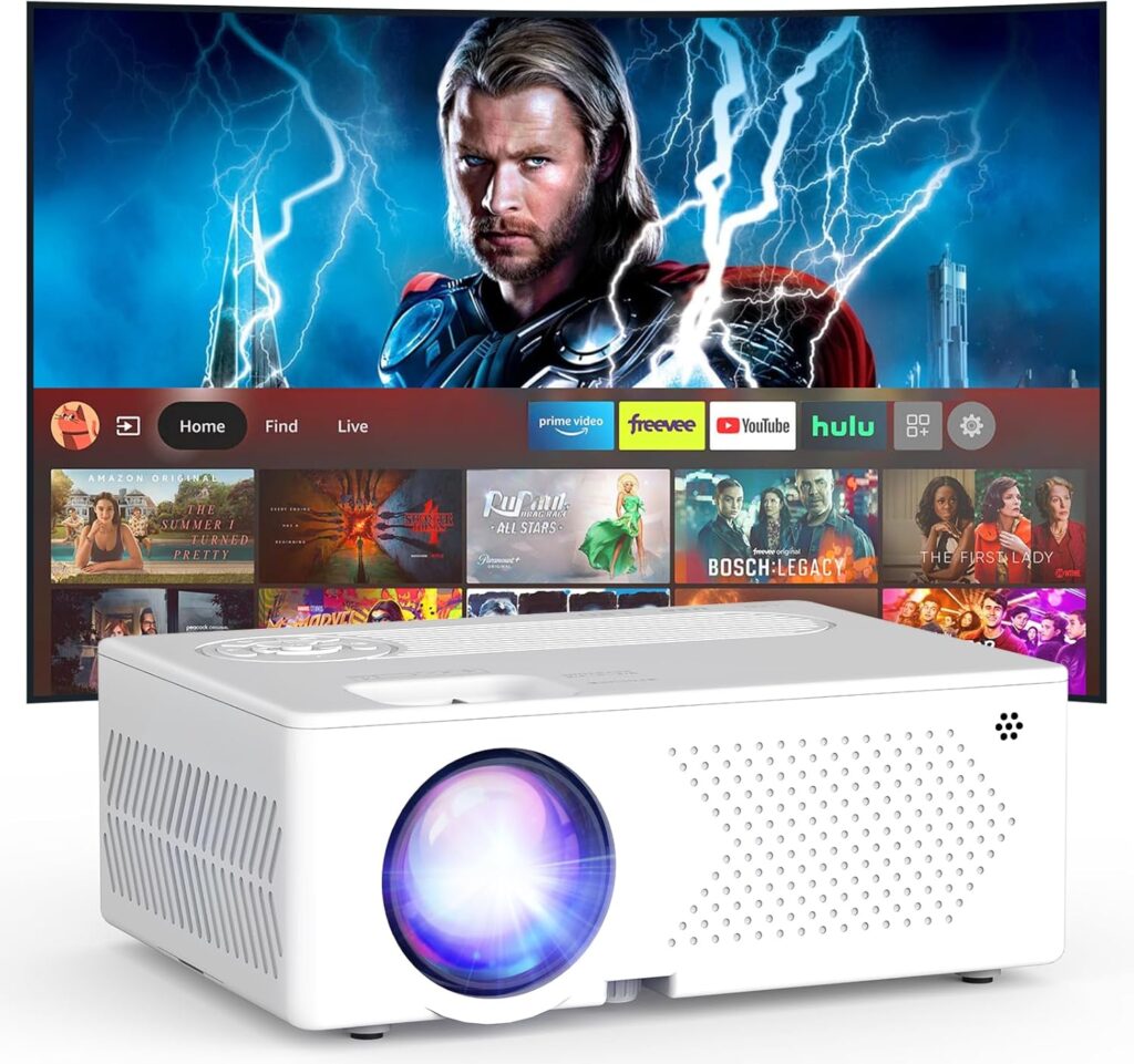 5G WiFi Bluetooth Movie Projector, Real Native 1080P Outdoor Projector for Home Theater Movies, Synchronize Smartphone, Compatible with USB/TV Stick/HDMI